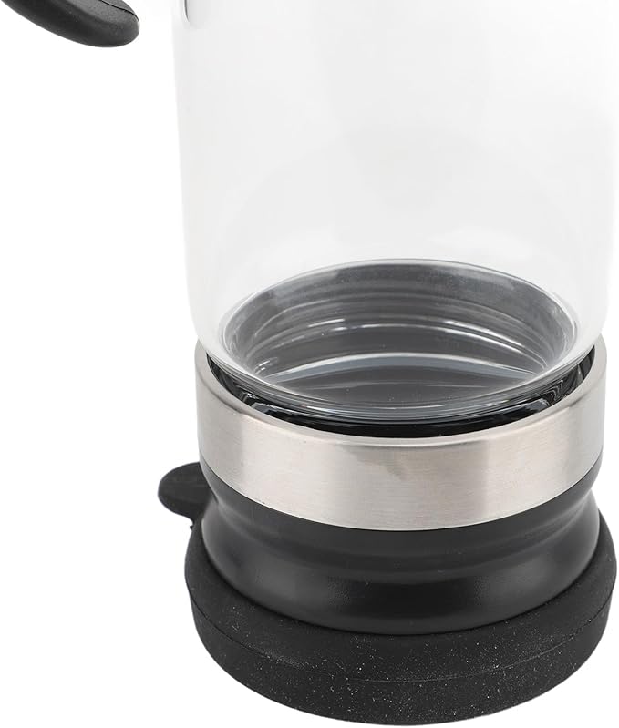 Honey Dispenser No Drip, 350ml Glass Syrup Dispenser for Coffee or Tea, Honey Jar with Handle, Removable Top and Bottom Cover, No Drip Pouring Honey Container Jar (Black)