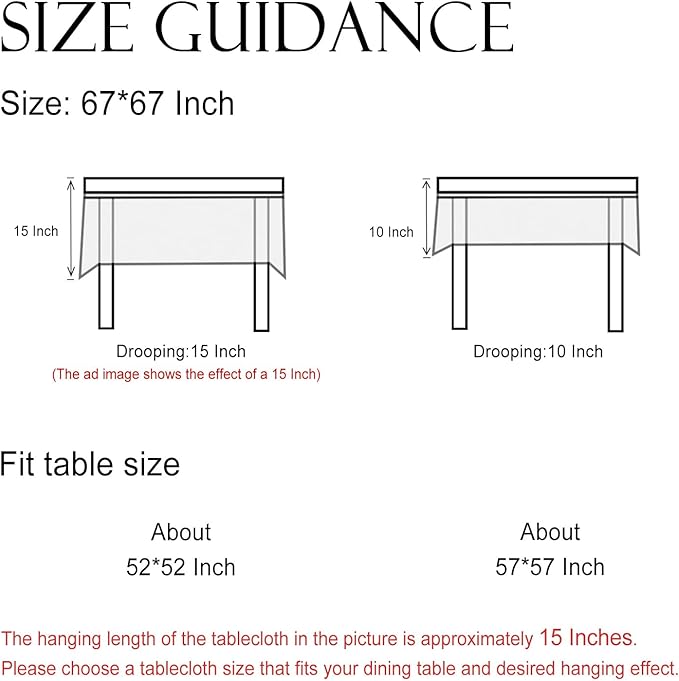 ISAENNE Designer Bohemian Square Table Cloth,Linen Colorful Floral Pattern Tablecloth,Fall Wrinkle Resistant Decorative Tablecloths for Dining Thanksgiving Kitchen Party,67"*67"-Grace A