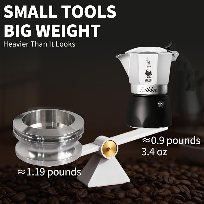 Coffee Tamper for 4 Cups to 6 Cups Moka Pot, 304 Stainless Steel Espresso Dosing Funnel Set, Coffee Distributor Leveler Compatible with Italian Espresso Stovetop Moka Pot, Silver