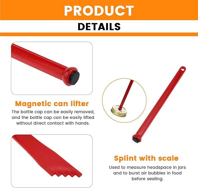 Aifeier ET Canning Tools Kit includes 1pcs Bubble Popper Bubble Remover and 1pcs Jar Lid Lifter Magnetic Lid Lifter (Red)