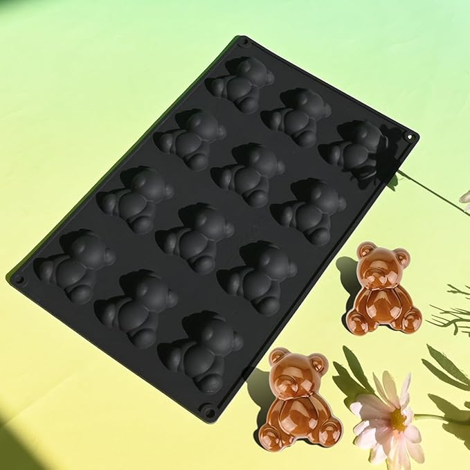 3D Bear Shape Cake Mold, Pudding Silicone Molds for Baking Pastry, Jelly, Ice Cream, Mousse Cake Decoration, Non-Stick Food Grade Silicone Baking Supplies (D_ Bear)