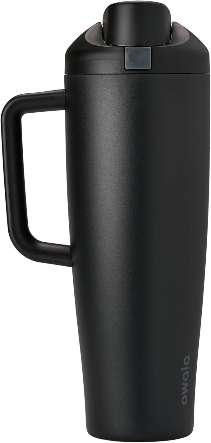 Owala FreeSip Tumbler Insulated Stainless Steel Water Bottle with Built-in Straw and Side Handle, For Travel, Work, School, and Sports, 40oz, BPA Free, Leak Proof, Very, Very Dark (Pack of 6)