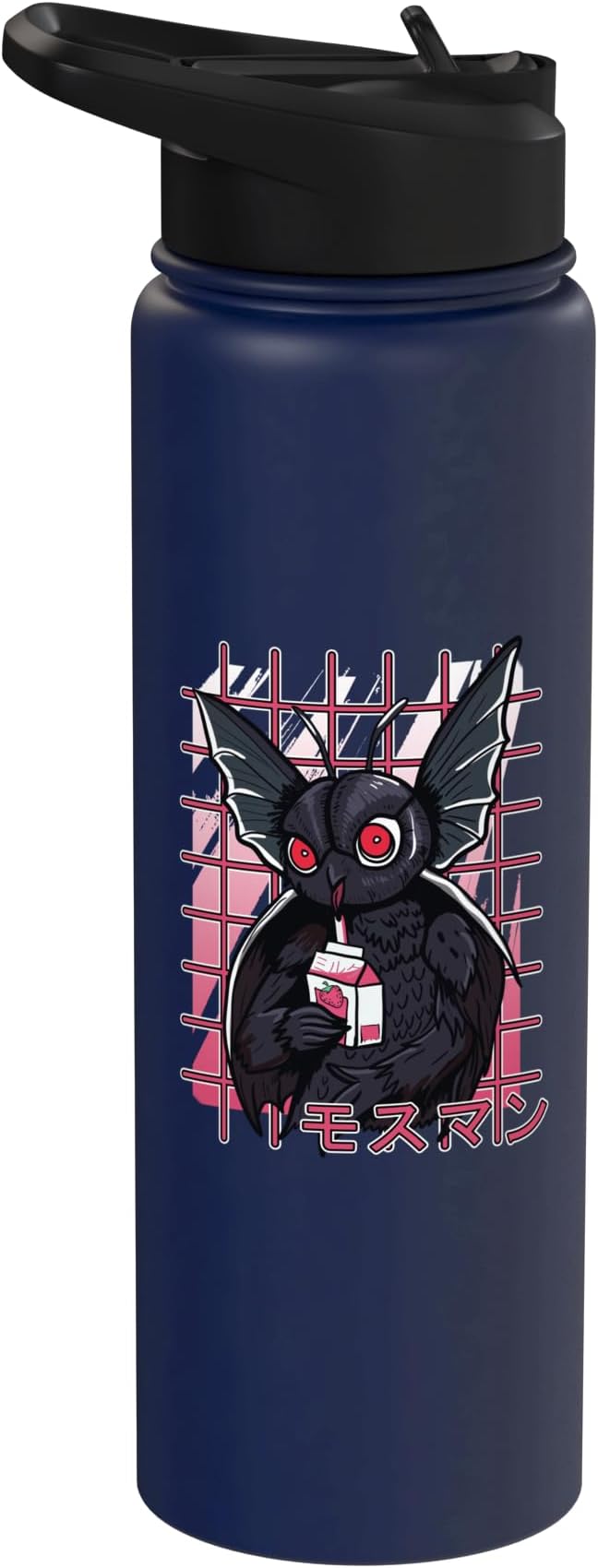 Mothman Kawaii Strawberry Milk Shake Carton Cryptids Stainless Steel Insulated Water Bottle
