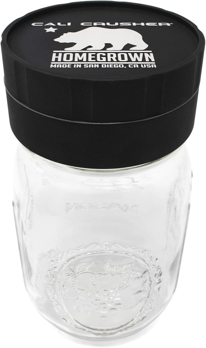 Homegrown Jar Head - 2 Piece Ball Mason Jar Herb & Spice Grinder - Black