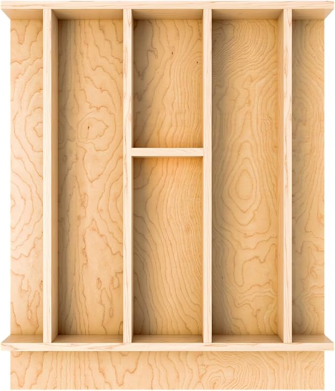 Rev-A-Shelf Natural Maple Right Size Utensil Insert Home Storage Kitchen Organizer 7 Compartment Drawer Accessory, 16 1/4" x 19 1/2", 4WUT-21SH-1