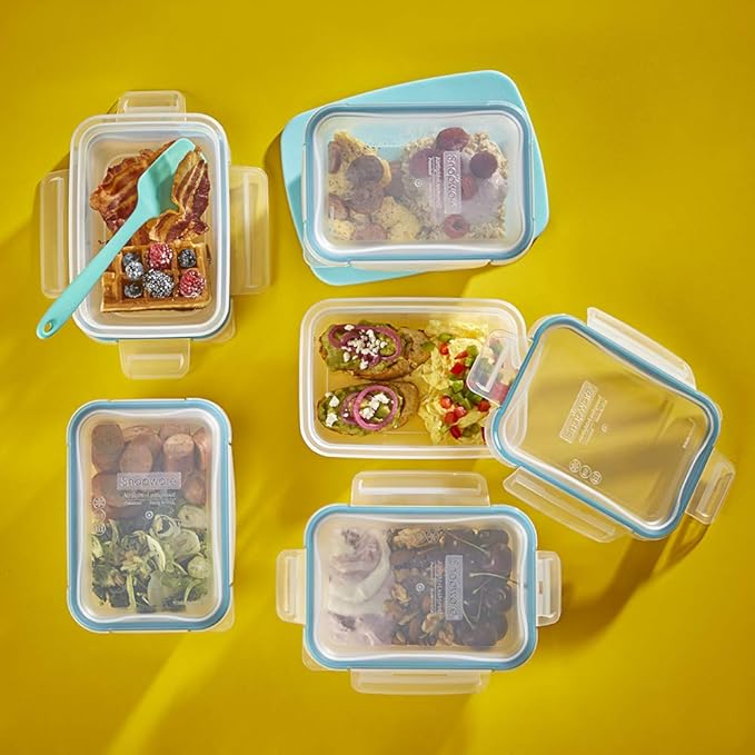 Snapware Plastic Total Solutions (5-Pack, 3 Cup) Food Storage Containers Set, Airtight & Leakproof Plastic Locking BPA-Free Lids Tupperware, Freezer Dishwasher Microwave Safe
