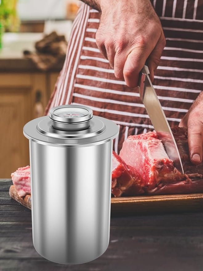 Ham Meat Press Maker with Thermometer, Stainless Steel Ham Press Maker Machine Gourmet Cooking Tools, Round Shape Meat Press Maker Machine, Kitchen Bacon Meat Pressure Cookers Boiler Pot