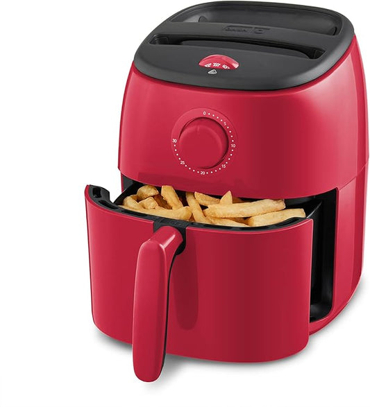Dash Tasti-Crisp™ Air Fryer - AirCrisp® Technology - Compact Design with Adjustable Temperature Control - Nonstick Fry Basket & Auto Shut-Off Feature - 2.6 Quarts - Red
