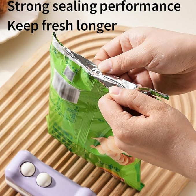 2-in-1 Mini Bag Sealer and Cutter, Rechargeable Handheld Food Storage Sealer with Magnet, Portable Crocodile Design for Chips and Snacks, Kitchen Storage Solution (Green)