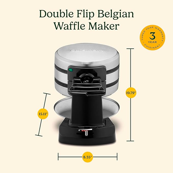 Cuisinart Double Flip Belgian Waffle Maker, WAF-F40NAS, Stainless Steel, Grey and Black