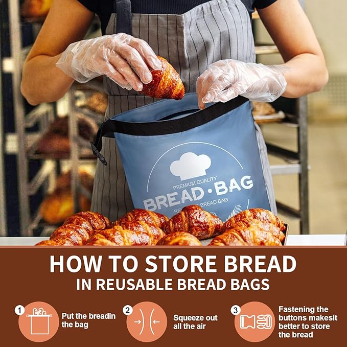 2 Pack Beeswax Bread Bags for Homemade, Reusable Bread Bag for Sourdough, XL-Reusable Waxed Linen Food Storage Bag to Keep Sourdough Fresh, Freezer-Safe, Eco-Friendly (Blue&Grey)
