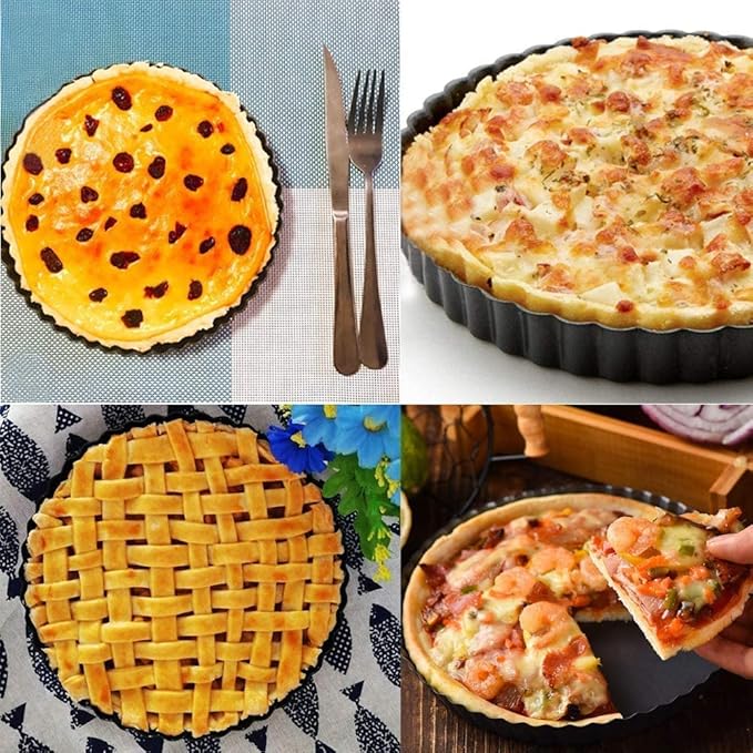RICHSC-PAN Tart Pan 10 Inch Tart Pan Carbon Steel Round Non-Stick Pan Quiche Pan with Removable Chassis for Mousse Cakes, Kitchen Reusable Baking Tool with A Depth of 1.18 Inches.