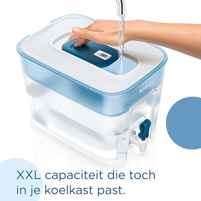 BRITA Flow XXL Water Filter Tank (8.2L) incl. 1x MAXTRA PRO All-in-1 Cartridge - Fridge-Fitting Dispenser for Families and Offices - Now in Sustainable Smart Box (Branding Slightly Different)