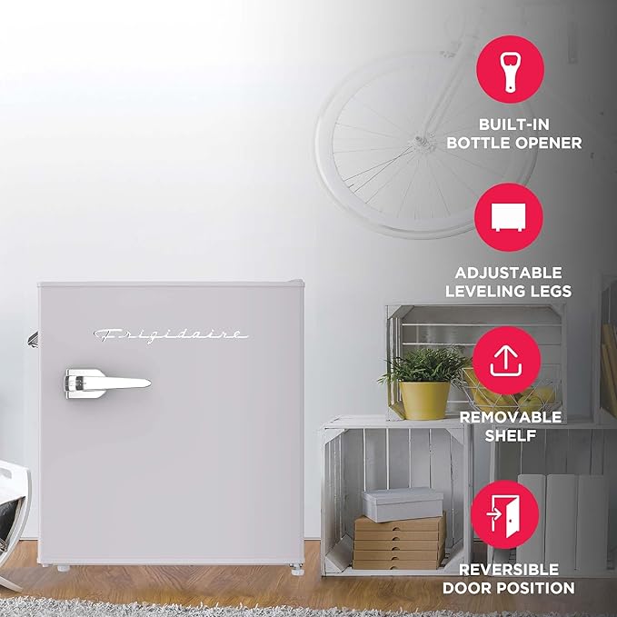 Frigidaire EFR176 1.6 cu. ft. Retro Bar Fridge with Side Bottle Opener (Moonbeam)