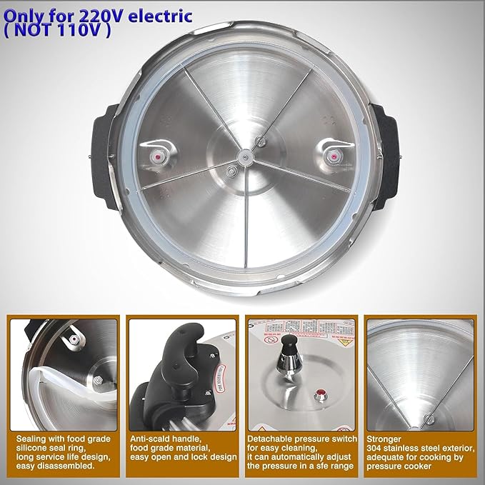 Kolice Commercial Multi-Function Pressure Cooker, Multi Cooker Pressure Canner With Non-stick Inner Pot, only for 220V electric (NOT 110V) widely used in Hotel Restaurant Kitchen (33L (35QT))