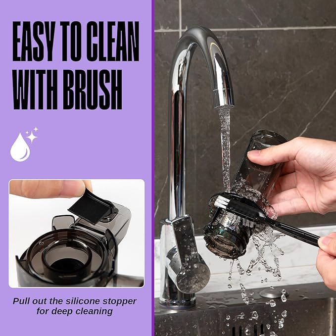 Ventray Ginnie Mini Cold Press Juicer, Small Slow Masticating Juicer for Vegetables and Fruits, High Juice Yield, Easy to Clean, Space-Saving, Fit for Personal/Travel/Picnic/Office - Purple
