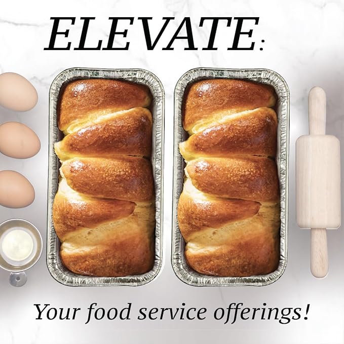 (65 Pack) 2Lb Foil Bread Pans for Baking, Disposable Bread Pans - Perfect for Baking Banana Bread, Cakes & Meatloaf - 2 Pound Aluminum Pans for Food Serving - 8.5" X 4.5" X 2.5"