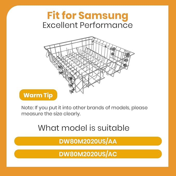 【𝟮𝟬𝟮𝟲 𝙐𝙥𝙜𝙧𝙖𝙙𝙚𝙙】Dishwasher DD82-01385B A/S Assembly-Middle Dishrack (20.5''W*20''D), Center Dishrack (With Dishrack Rollers) - Fit for Samsung Dishwasher Parts DW80R2031/DW80M2020US Series