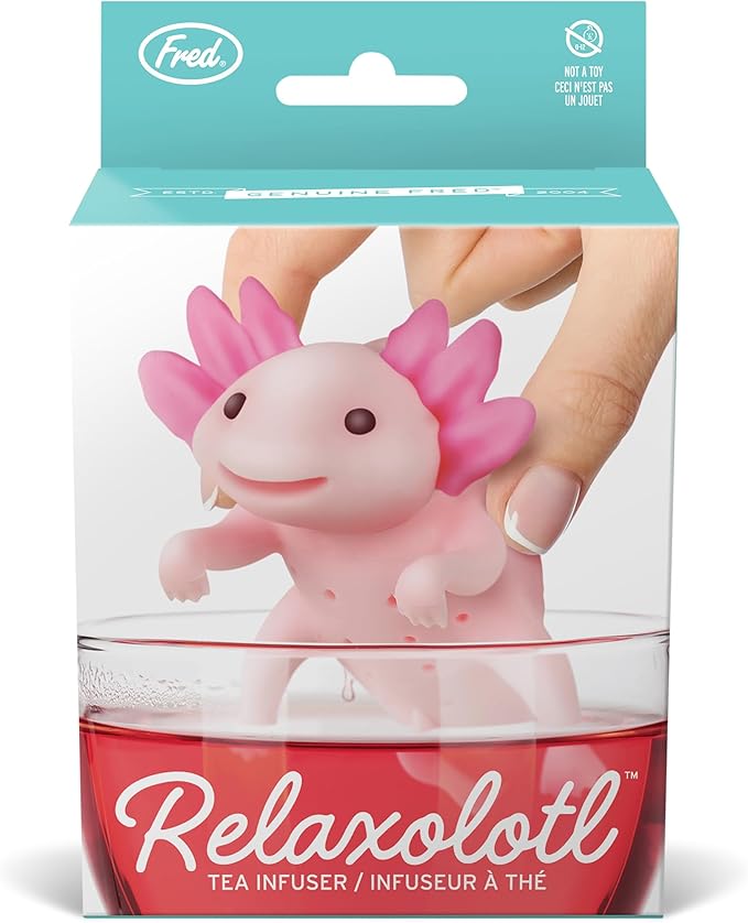 Genuine Fred RELAXOLOTL Tea Infuser, Cute Axolotl Design, For Loose Leaf Tea, Flexible, Easy to Clean Silicone, Fun Gift for Tea Lovers, Clever Kitchen Gadget
