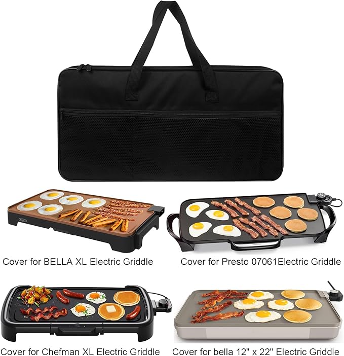 Pancake Griddle Travel Bag Electric Griddle Carrying Case Heat-resistant Waterproof Oxford Storage Bag for Electric Griddle 14648/for Chefman 20 Inch Grill/for Presto 07061 22-inch Griddle Plate