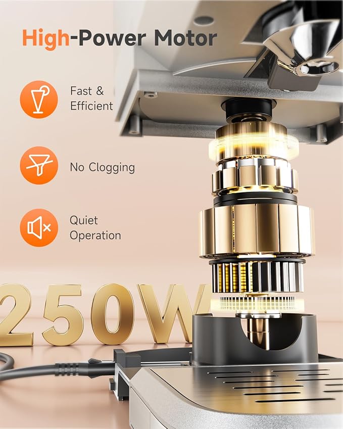 VCK Cold Press Juicer - Large 5.12" Feed Chute, Easy to Clean Slow Masticating for Nutrient Retention Quiet Motor -Silver