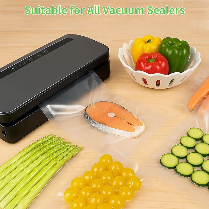 MakMeFre 200 Pint Size 6" x 10" Vacuum Sealer Bags with BPA Free and Heavy Duty,Great for Food Storage Vaccume Sealer PreCut Bag