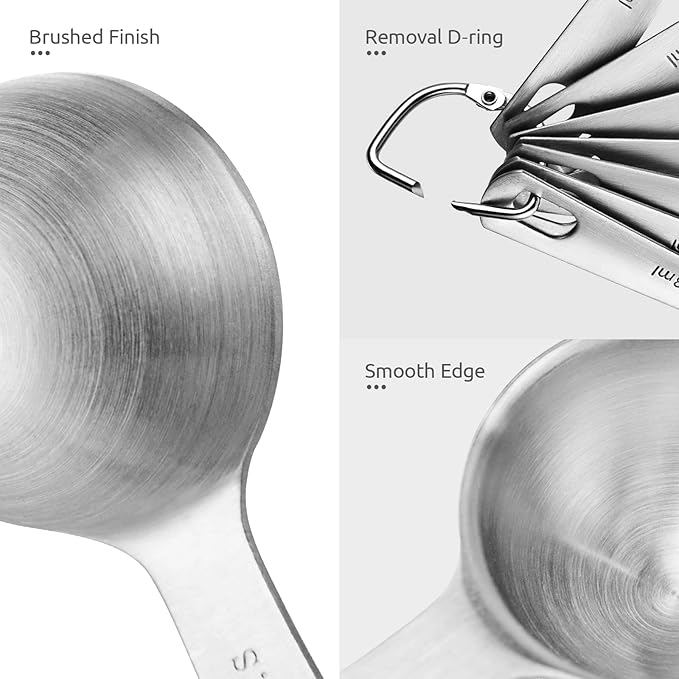 U-Taste 18/8 Stainless Steel Measuring Spoons Set of 6 and 600ºF Heat Resistant 13.76" Long, 3.63" Wide Wok Spatula for Kitchen Stir Fry (Aqua Sky)
