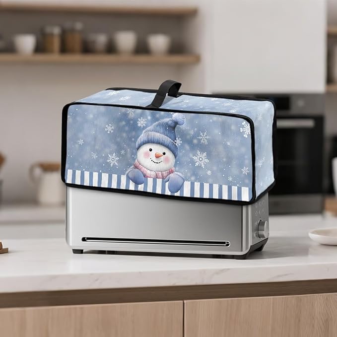 Christmas Slim Toaster 2 Slice Compact Thin Cover for 2 Slice Slim Toaster Funny Dust Covers for Kitchen Appliances Home Decor Blue