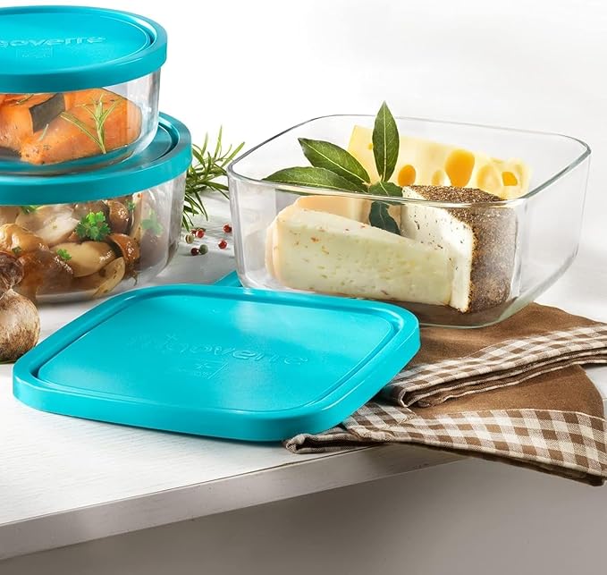 Bormioli Rocco Frigoverre Square Glass Food-Storage Containers with Lids, Set of 3