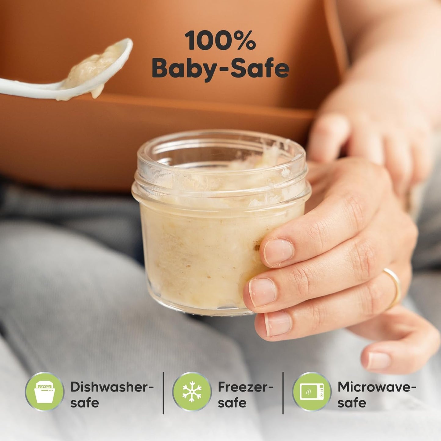 KeaBabies 6pk 4oz Glass Baby Food Containers with Lids - Leak-Proof, Microwavable Small Glass Jars, Baby Purees & Toddler Snack Storage Containers, BPA-Free, Dishwasher & Freezer Safe (Musk Dusk)