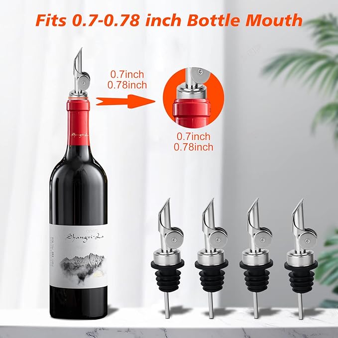12PCS Weighted Liquor Bottle Pourers, Auto Flip Olive Oil Spout, Stainless Steel Olive Oil Dispenser Spout, Alcohol Pourer Spouts, Liquor Pourers for Suitable About 3/4" Bottle Mouth
