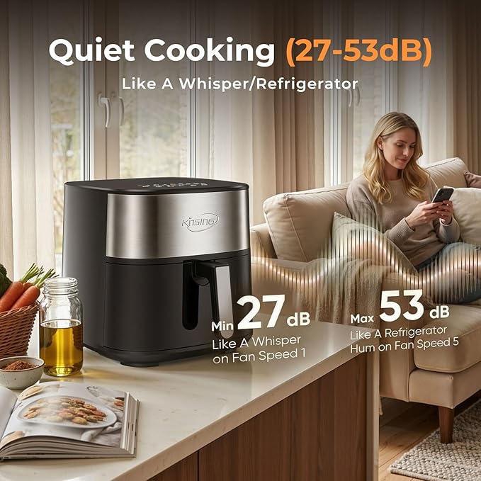Air Fryer 8 in 1, XL 8.5 QT Large Airfryer with View Windows,MAX 400℉ for Crispy, 85% Less Oil, Fast Roast, Preheat, Shake, Bake, Non-Stick Basket for Easy Clean, With Professional Recipes