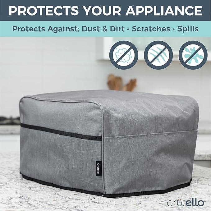 Crutello 4 Slice Toaster Oven Cover with Storage Pockets Dust Covers for Kitchen Appliances