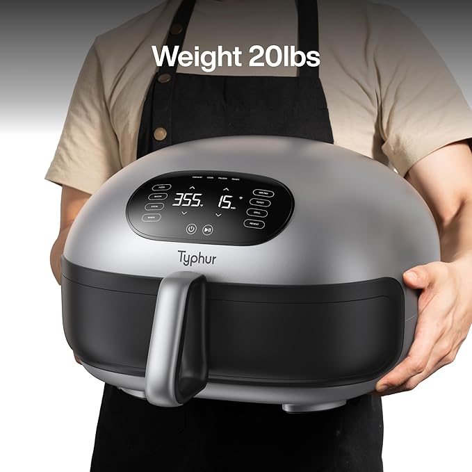 Typhur Dome 2 AI Upgraded Air Fryer, Extra Large Airfryer with Superior Airflow, Self-cleaning Smart Digital Fryer with PFAS free Basket for Quick Easy Meals, Fits a 12" Pizza or 4-Slice Toast