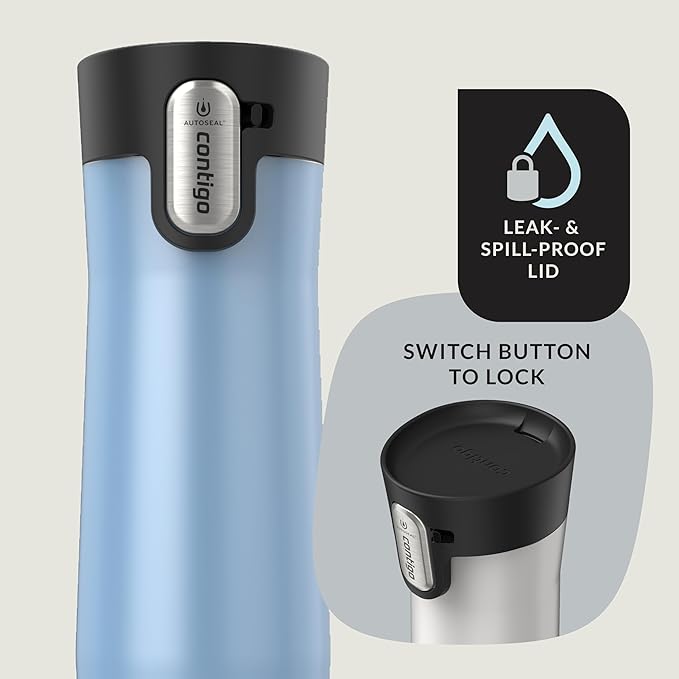 Contigo AUTOSEAL West Loop Vacuum-Insulated Stainless Steel Travel Mug with Easy-Clean Lid 20 oz 2-Pack Salted Frosted Pearl; Glacier Frosted Pearl