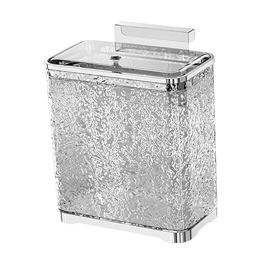 Bathroom Trash Can, Kitchen Hanging Trash Can Wastebasket Portable with Lid Small Over Cabinet Door Garbage Bin Waste Basket for Bathroom Kitchen(Argent Gray)