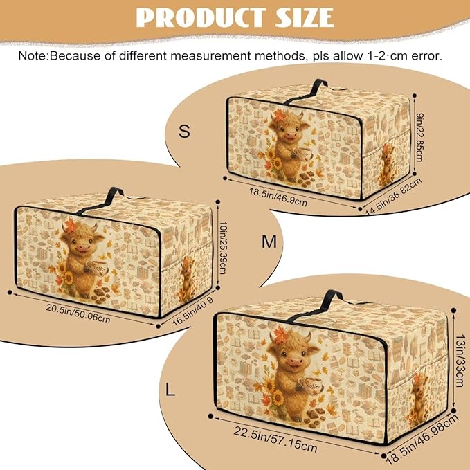 Toaster Oven Dust Cover Dustproof Convection Microwave Ovens Cover Stain-resistant Small Countertop Appliance Protector, L, Highland Cow Coffee Sunflower Fall Decor