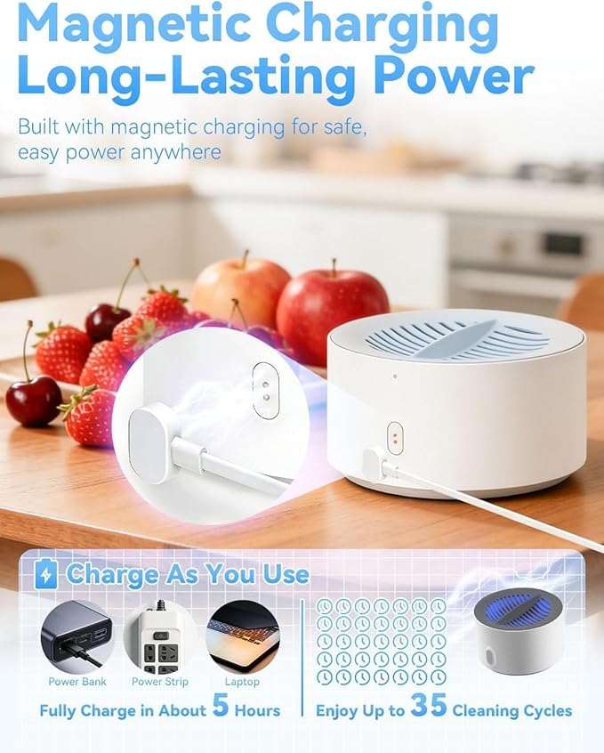 Fruit and Veggie Cleaner, Produce Cleaner, Fruit and Vegetable Washing Machine, Oh-Ion Portable Food Device for Surface Residues, Ipx7 Waterproof for Berries & Meat (1Pc)