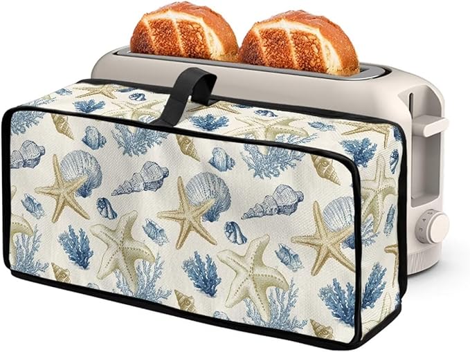2 Slice Slim Toaster Cover Starfish Print Toaster Cover 2 Slice, Dustproof Fingerprint Protectors and Greasy Protection for Kitchen Small Appliances, Easy to Clean