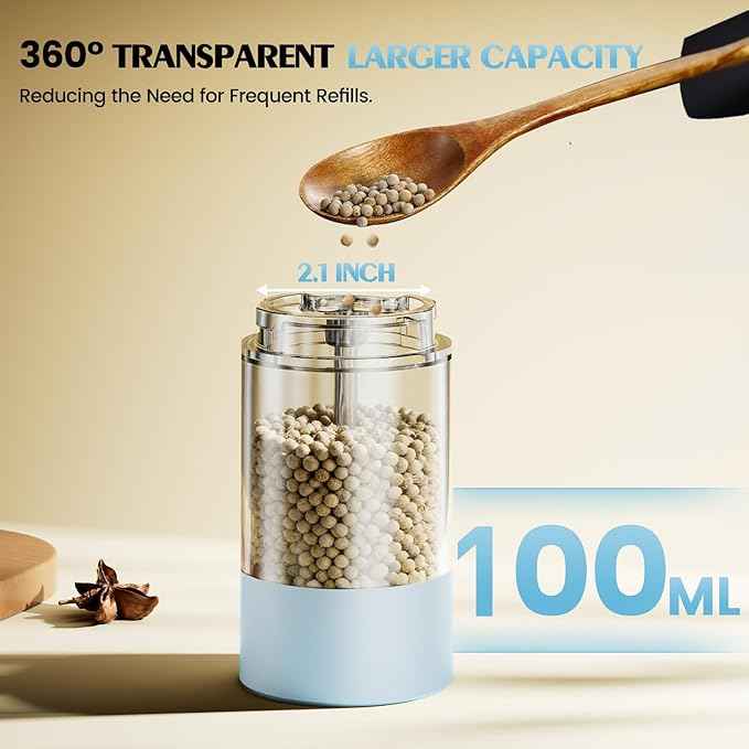Electric Salt and Pepper Grinder Set Automatic Battery Pepper Mill Shakers Adjustable Coarseness Upgraded Larger Capacity with Led Home and Kitchen Appliances Birthday Gifts for Women Mom
