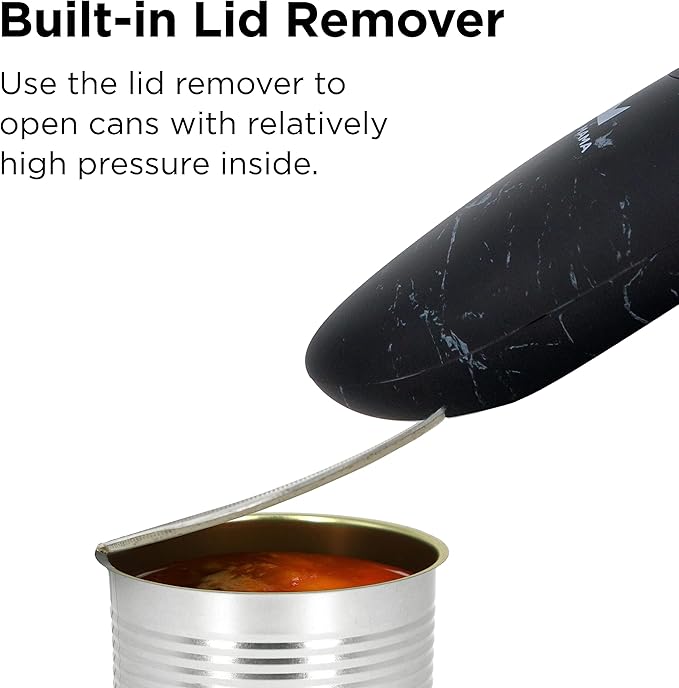 Kitchen Mama Auto 2.0 Electric Can Opener: Blade Opens Almost Any Can Pop or Soda Can - Automatic, Hands Free, Safe, Smooth Edge, Lid Remover, Battery Operated, Cordless, YES YOU CAN (Marble Black)