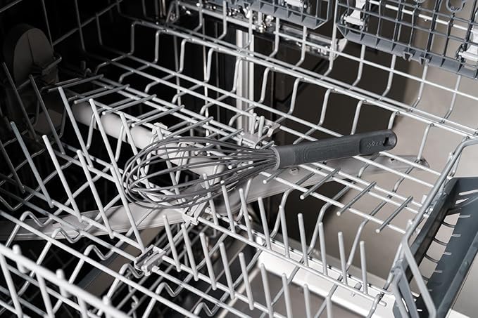 Zyliss Silicone Large Balloon Whisk, Sustainable Wheatstraw/Nylon, Balloon Whisk for Cooking and Serving with Heat Resistant Silicone Head, Beluga Grey, 12" x 2.6", Dishwasher Safe, 5 Year Guarantee