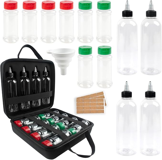 Camping Portable Spice Set with 12 Spice Containers Storage Bottle Pepper & Salt Spice Shakers, Separable Storage Bag for Outdoor Travel Camping BBQ Picnic Seasoning Kit Carrying Case