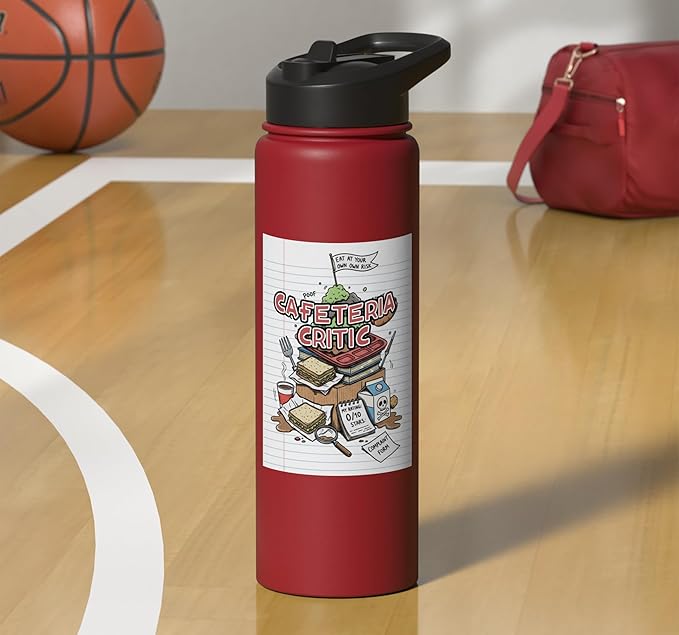 Cafeteria Critic - Student Lunch School Humor Food Chaos Stainless Steel Insulated Water Bottle
