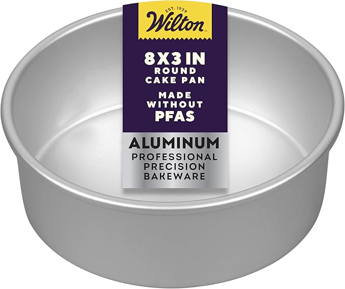 Wilton Aluminum Round Cake Pan, Extra-Deep Bakeware for Layered Cakes, Durable, Even Heating, Rust-Resistant, Professional Quality, 8 x 3 in, Packaging May Vary