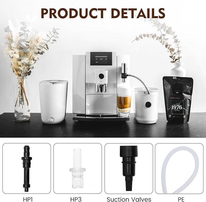 Milk System Replacement Parts for Jura,With HP3 adapter & HP1 adapter Compatible with Jura Coffee Machine Models:Z8/Z6/Z10/J6/J8/S8/S80/E8/E8 Chrome/X8/X10/GIGA 10,WE8, ENA 8, Micro 90, E6, D6,etc