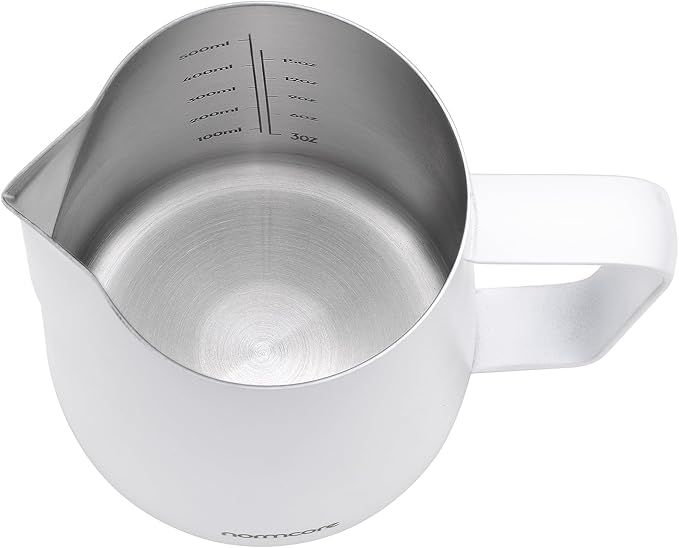 Normcore Milk Pitcher with Sharp Spout - Espresso Steaming Pitcher - Milk Frothing Jug - Espresso Barista Tool - Non-stick coating White - 20.3 oz (600 ml)