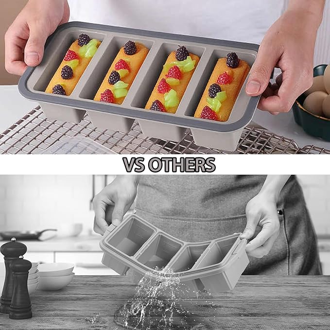 2 Pcs Large Ice Cube Tray With Lid, 1/2 Cup Silicone Freezer Molds for Soup Ice Cubes, Freezer Cubes for Food Storage Silicone，Meal Prep、Frozen Broth and Leftovers