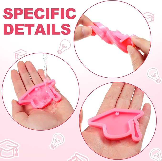 5 Pieces Silicone Graduation Mold Decorations 2026 Graduation Grad Cap Diploma Book Congrats Cupcake Toppers Silicone Baking Mold for Party Supplies