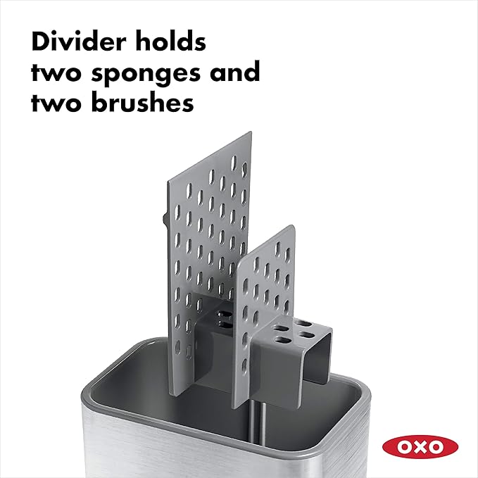 OXO Good Grips Stainless Steel Easy Press Soap Dispenser and Sinkware Caddy